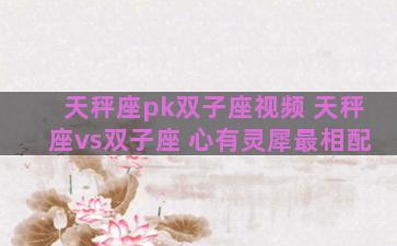 天秤座pk双子座视频 天秤座vs双子座 心有灵犀最相配